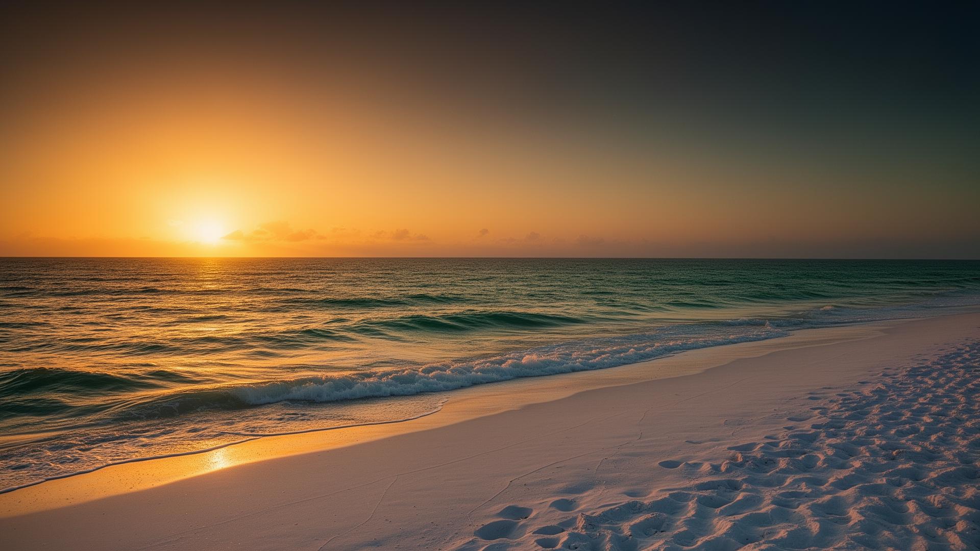 Golden sunset over the Gulf of Mexico along Florida's 30A coast